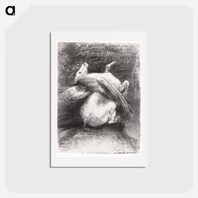 アートポストカード-The Impotent Wing Did Not Lift the Animal Into That Black Space - オディロン ルドン Postcard.