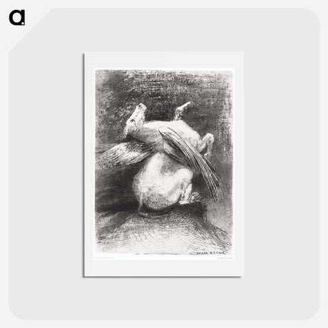 アートポストカード-The Impotent Wing Did Not Lift the Animal Into That Black Space - オディロン ルドン Postcard.