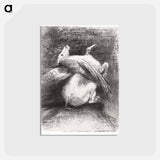 アートポストカード-The Impotent Wing Did Not Lift the Animal Into That Black Space - オディロン ルドン Postcard.