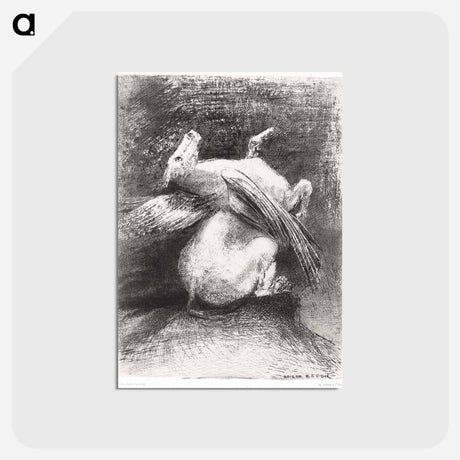 アートポストカード-The Impotent Wing Did Not Lift the Animal Into That Black Space - オディロン ルドン Postcard.