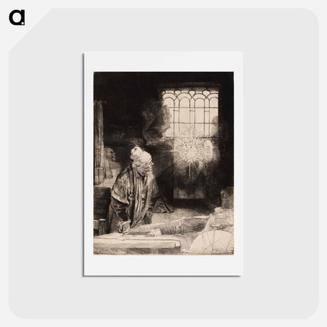 アートポストカード-A Scholar in His Study (Faust) - レンブラント ファン レイン Postcard.