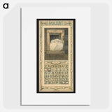 Kalenderblad voor maart met een paar duiven in een raamkozijn by Theo van Hoytema - テオ ヴァン ホイテマ Poster.