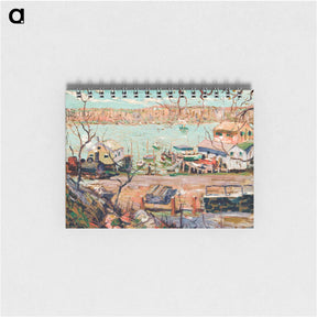 アートメモ帳-River Scene - Boats and Houses
 - バーンズ・コレクション Memo.