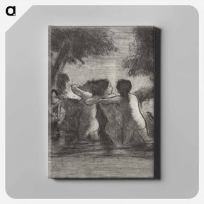 アートパネル-Four Bathers - カミーユ ピサロ Canvas.