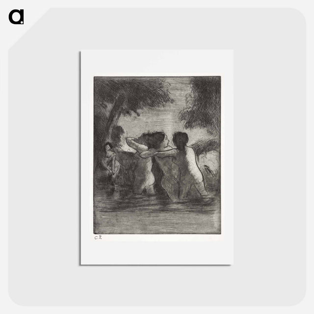 アートポストカード-Four Bathers - カミーユ ピサロ Postcard.
