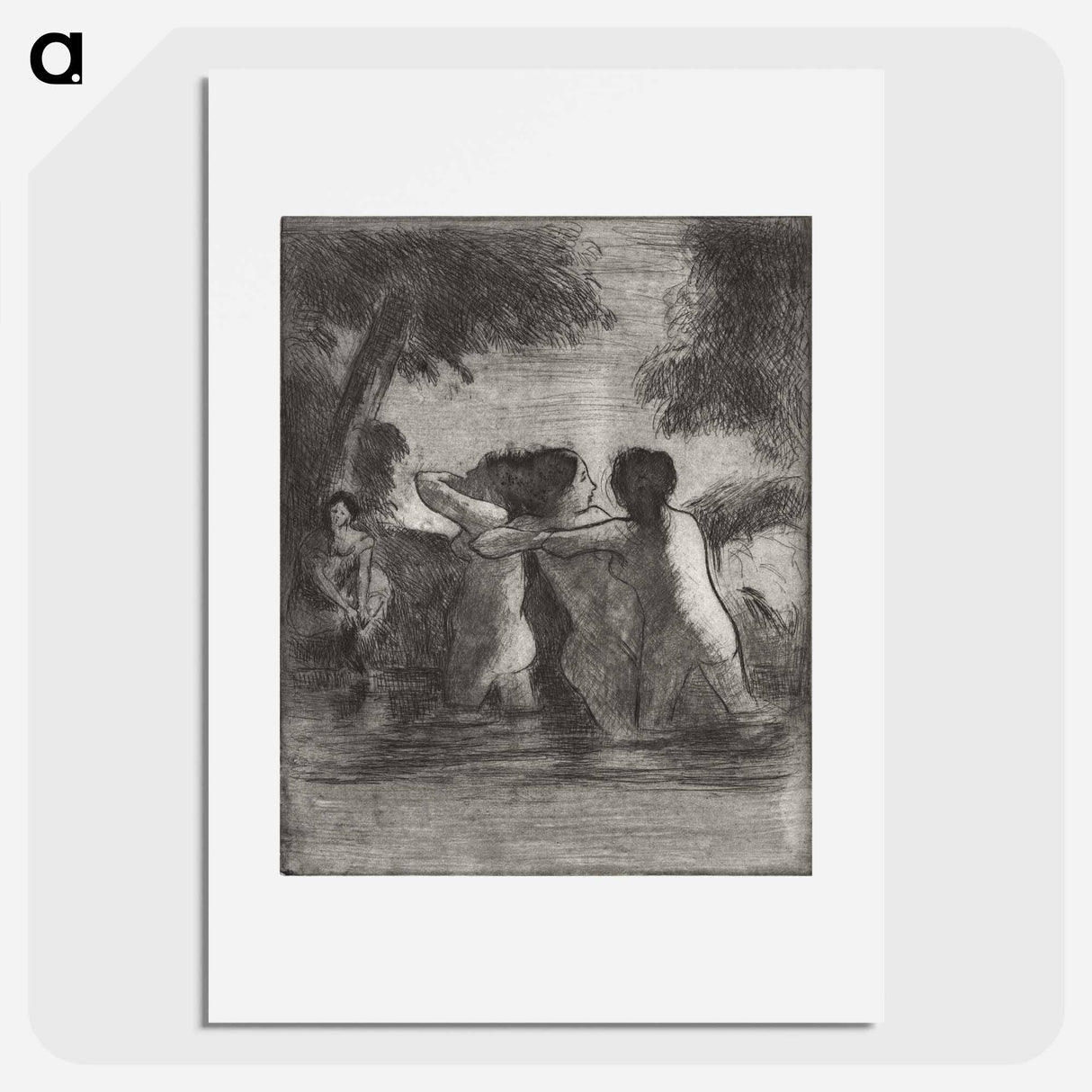 Four Bathers - カミーユ ピサロ Poster.