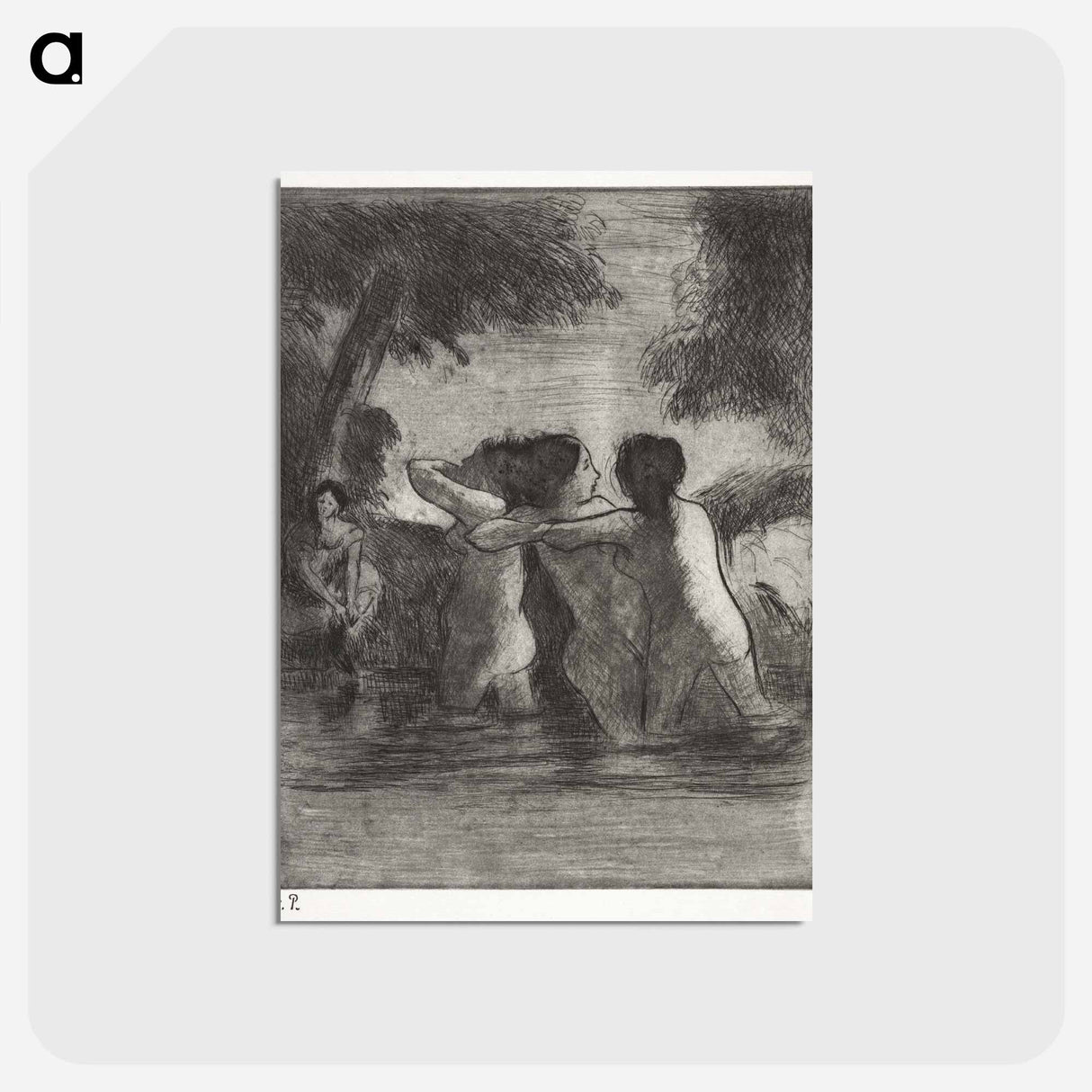 アートポストカード-Four Bathers - カミーユ ピサロ Postcard.