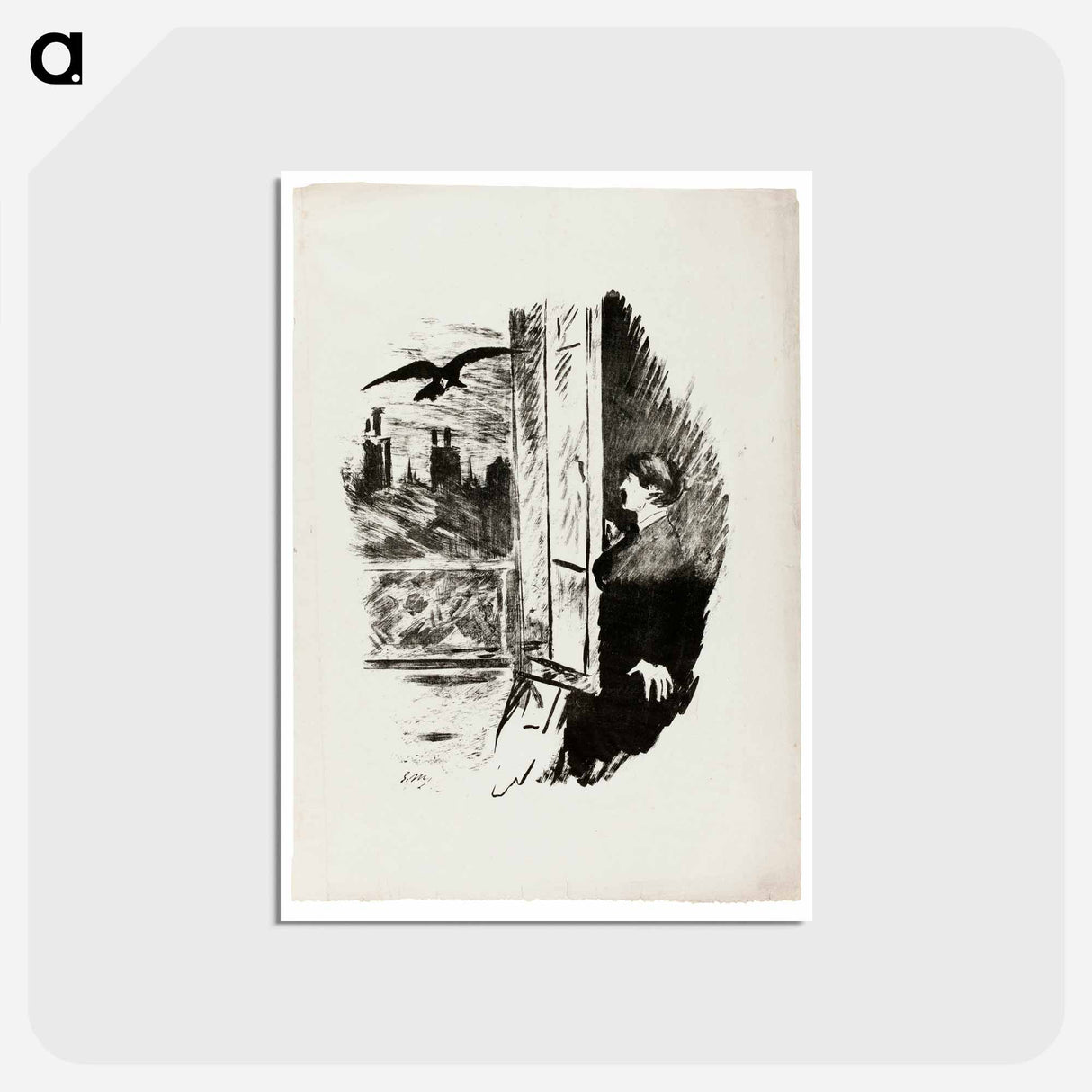 アートポストカード-At the window - エドゥアール マネ Postcard.
