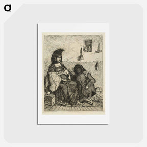 アートポストカード-Jewish Woman of Algiers - ウジェーヌ ドラクロワ Postcard.