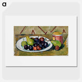 Plate with Fruit and Pot of Preserves - Paul Cezanne Poster.