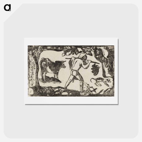 アートポストカード-Tahitian Carrying Bananas - ポール ゴーギャン Postcard.