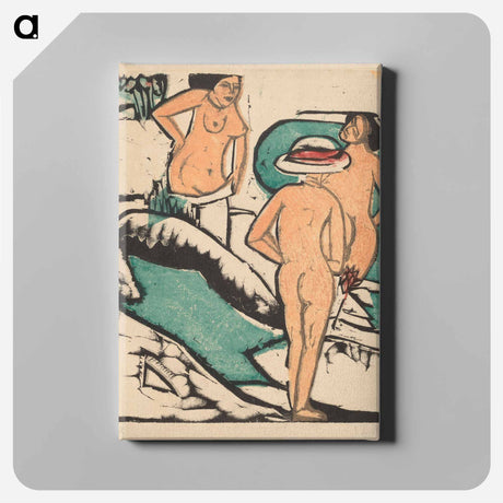 アートパネル-Women Bathing Between White Stones - エルンスト ルートヴィヒ キルヒナー Canvas.