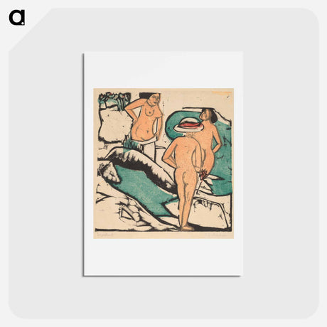 アートポストカード-Women Bathing Between White Stones - エルンスト ルートヴィヒ キルヒナー Postcard.