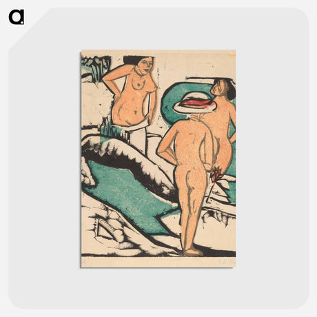 アートポストカード-Women Bathing Between White Stones - エルンスト ルートヴィヒ キルヒナー Postcard.