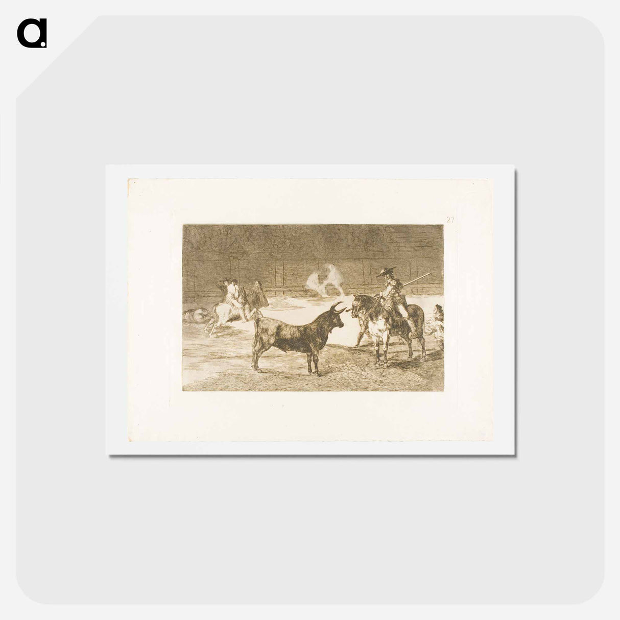 アートポストカード-The Celebrated Picador, Fernando del Toro, Draws the Fierce Beast on with His Pique - フランシスコ デ ゴヤ Postcard.