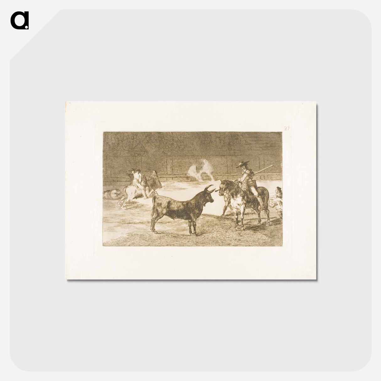 アートポストカード-The Celebrated Picador, Fernando del Toro, Draws the Fierce Beast on with His Pique - フランシスコ デ ゴヤ Postcard.