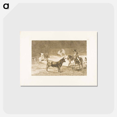 アートポストカード-The Celebrated Picador, Fernando del Toro, Draws the Fierce Beast on with His Pique - フランシスコ デ ゴヤ Postcard.