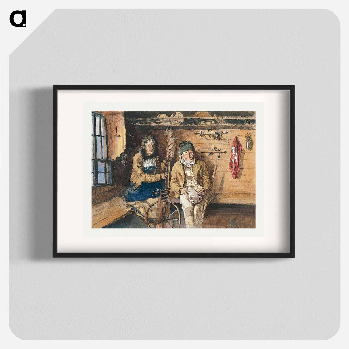 Frau von Allmen and an Unidentified Man in an Interior from Splendid Mountain Watercolours Sketchbook - John Singer Sargent Poster.