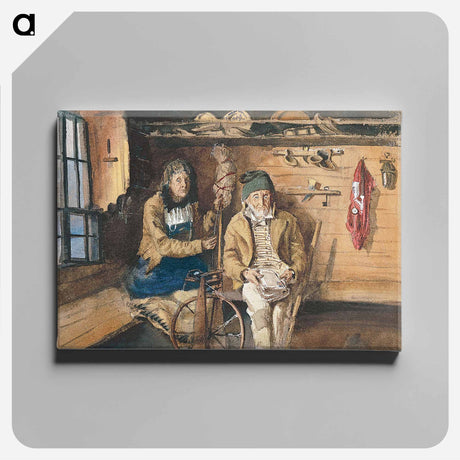 アートパネル-Frau von Allmen and an Unidentified Man in an Interior from Splendid Mountain Watercolours Sketchbook - ジョン シンガー サージェント Canvas.