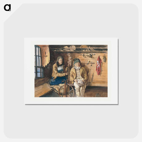 アートポストカード-Frau von Allmen and an Unidentified Man in an Interior from Splendid Mountain Watercolours Sketchbook - ジョン シンガー サージェント Postcard.