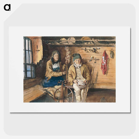 アートポスター-Frau von Allmen and an Unidentified Man in an Interior from Splendid Mountain Watercolours Sketchbook - ジョン シンガー サージェント Poster.