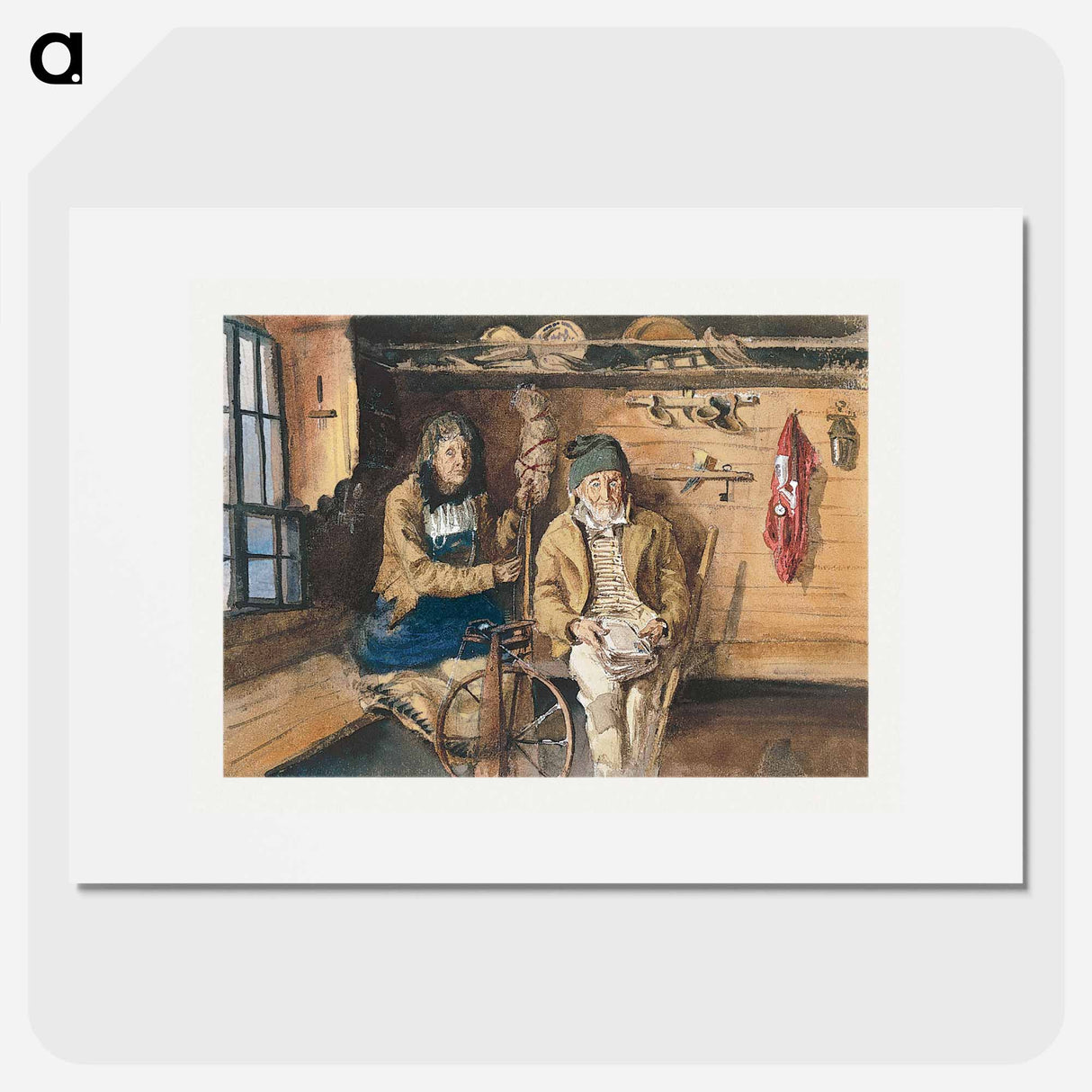 Frau von Allmen and an Unidentified Man in an Interior from Splendid Mountain Watercolours Sketchbook - John Singer Sargent Poster.