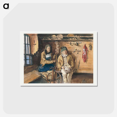 アートポストカード-Frau von Allmen and an Unidentified Man in an Interior from Splendid Mountain Watercolours Sketchbook - ジョン シンガー サージェント Postcard.