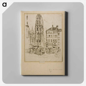 アートパネル-Flower Market and Butter Tower, Rouen
 - ジョセフ ペネル Canvas.