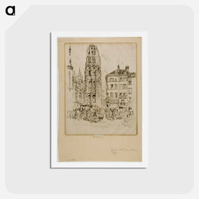 アートポストカード-Flower Market and Butter Tower, Rouen
 - ジョセフ ペネル Postcard.