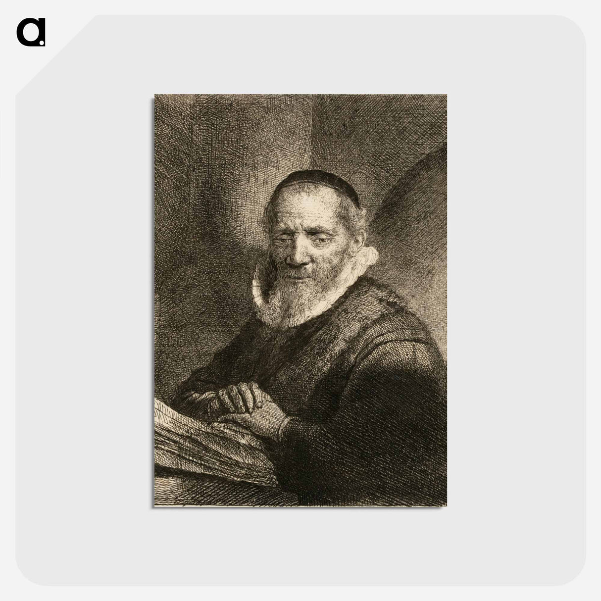 アートポストカード-Jan cornelisz. sylvius, the preacher - レンブラント ファン レイン Postcard.