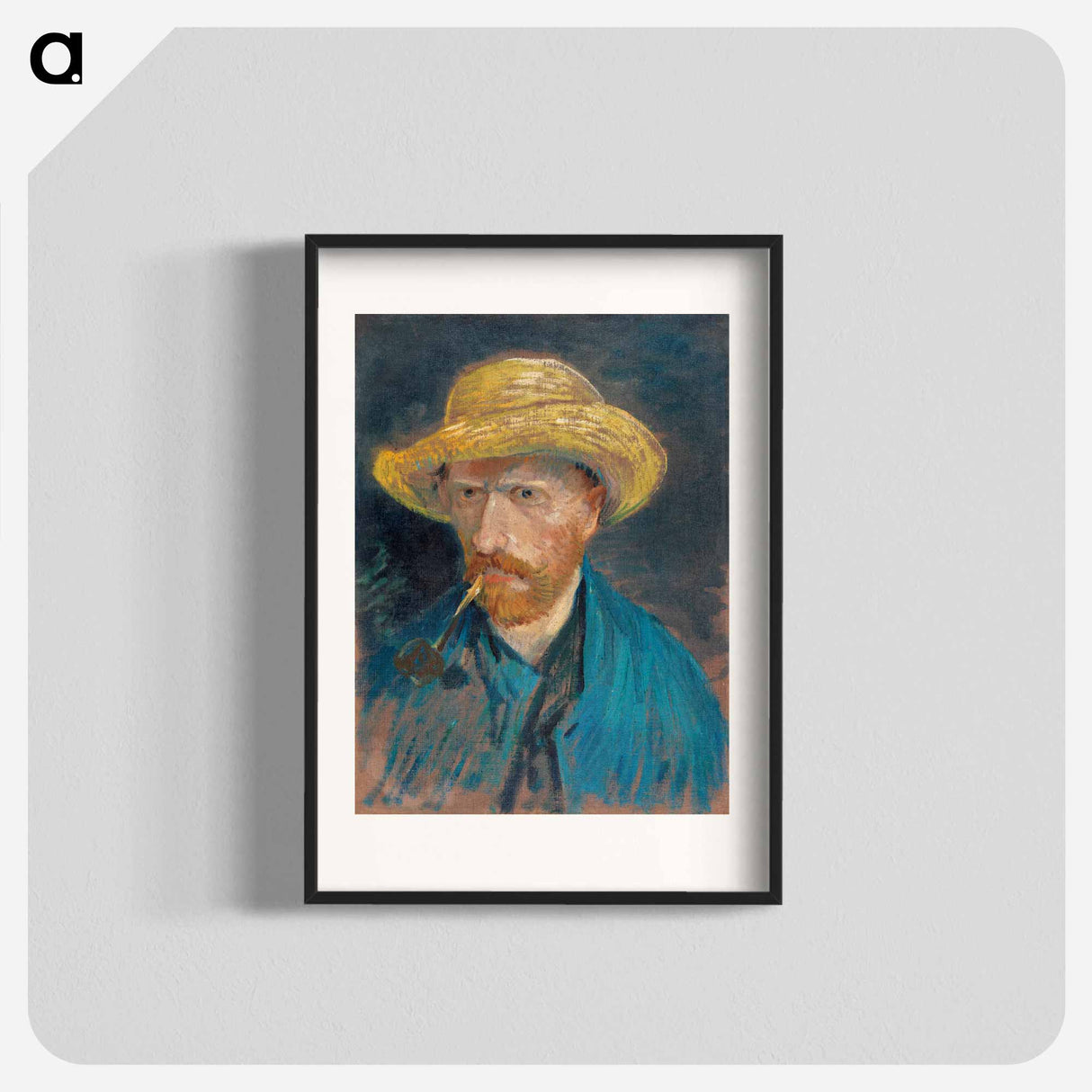 Self-Portrait with Straw Hat and Pipe - Vincent van Gogh Poster.