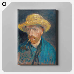 アートパネル-Self-Portrait with Straw Hat and Pipe - フィンセント ファン ゴッホ Canvas.