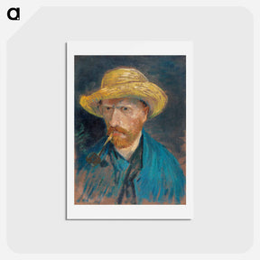 アートポストカード-Self-Portrait with Straw Hat and Pipe - フィンセント ファン ゴッホ Postcard.