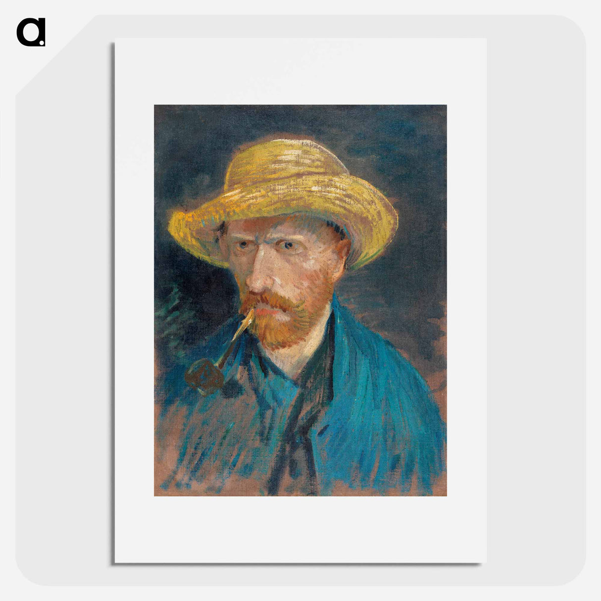 Self-Portrait with Straw Hat and Pipe - Vincent van Gogh Poster.