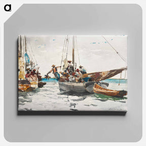 アートパネル-Market Scene, Nassau - ウィンスロー ホーマー Canvas.
