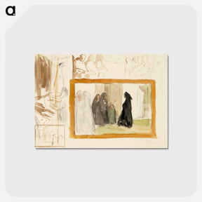 アートポストカード-Sommitteluluonnos, naisia kirkkotiellä - アルバート エーデルフェルト Postcard.