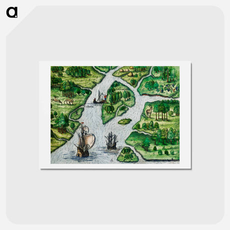 アートポストカード-Port Royal, South Carolina - アンティーク地図 Postcard.