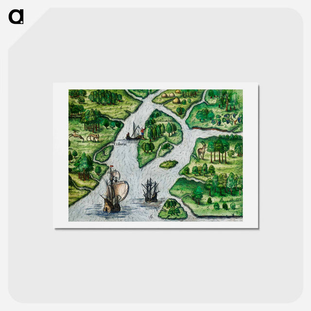 アートポストカード-Port Royal, South Carolina - アンティーク地図 Postcard.