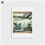 アートポストカード-Airplane, artillery gun, and soldiers - エドワード ペンフィールド Postcard.