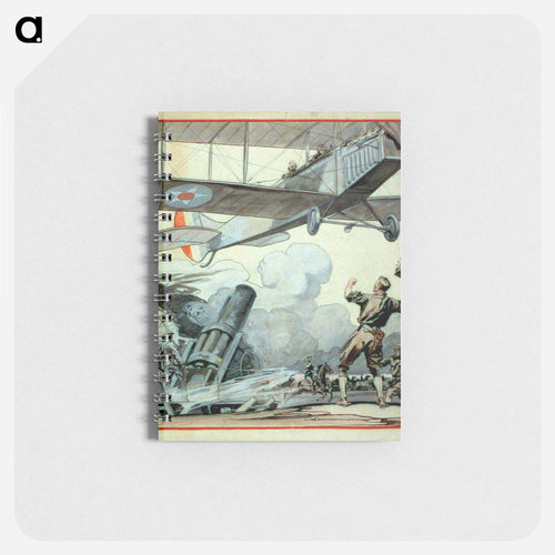 Airplane, artillery gun, and soldiers - Edward Penfield Memo.