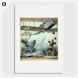 Airplane, artillery gun, and soldiers - Edward Penfield Poster.