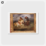 アートポストカード-Confrontation of knights in the countryside - ウジェーヌ ドラクロワ Postcard.