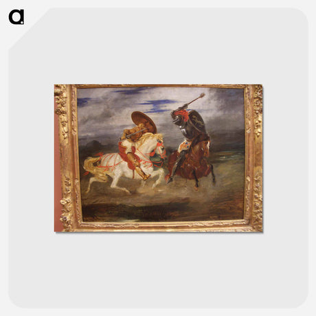 アートポストカード-Confrontation of knights in the countryside - ウジェーヌ ドラクロワ Postcard.