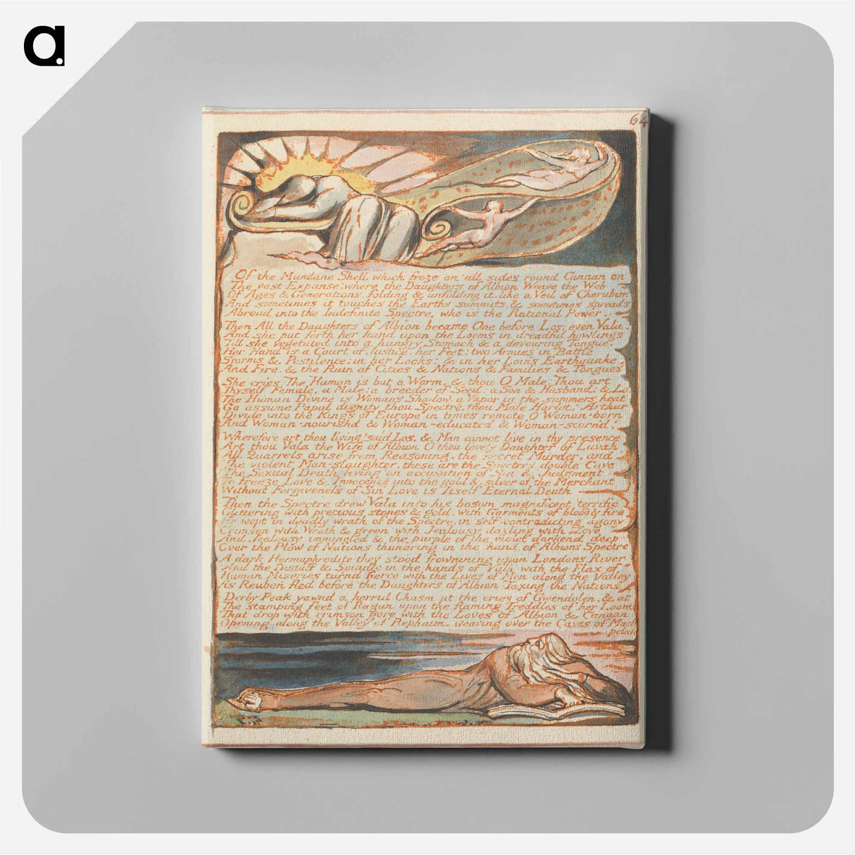 アートパネル-Jerusalem, Plate 64, "Of the Mundane Shell" - ウィリアム ブレイク Canvas.