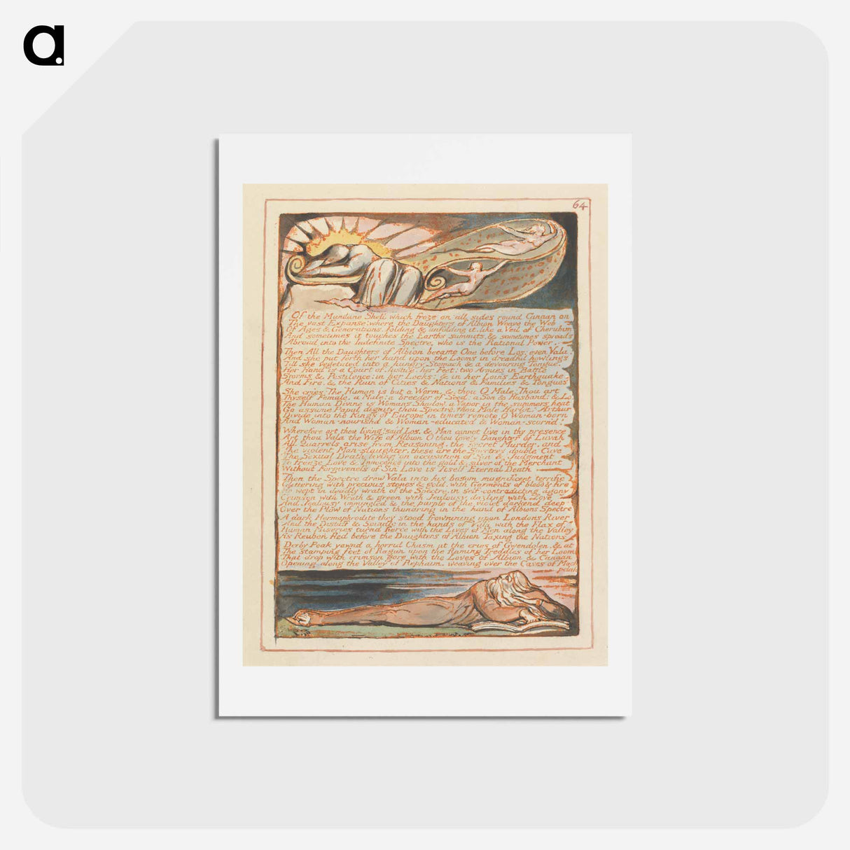 アートポストカード-Jerusalem, Plate 64, "Of the Mundane Shell" - ウィリアム ブレイク Postcard.