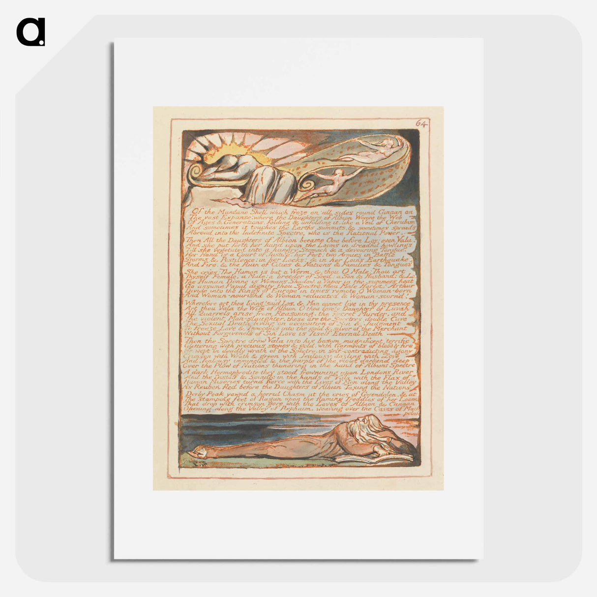 Jerusalem, Plate 64, "Of the Mundane Shell" - William Blake Poster.