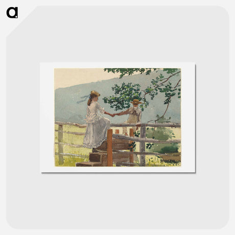 アートポストカード-On the Stile - ウィンスロー ホーマー Postcard.