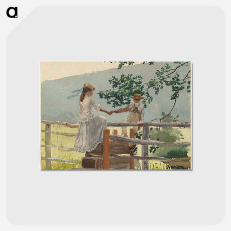 アートポストカード-On the Stile - ウィンスロー ホーマー Postcard.