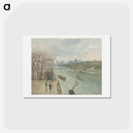 アートポストカード-The Louvre, Afternoon, Rainy Weather - カミーユ ピサロ Postcard.