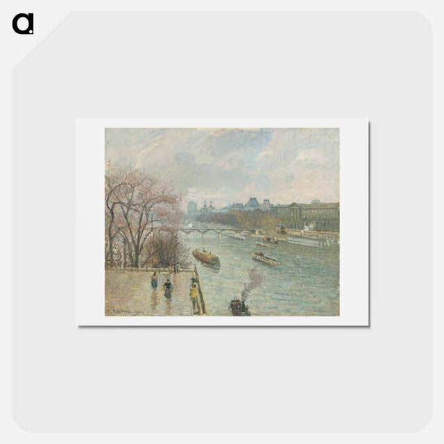 アートポストカード-The Louvre, Afternoon, Rainy Weather - カミーユ ピサロ Postcard.